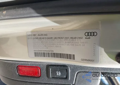 2017 Audi A4 2.0T Ultra Premium z USA, uszkodzony, nr VIN WAUGMAF40HN058723